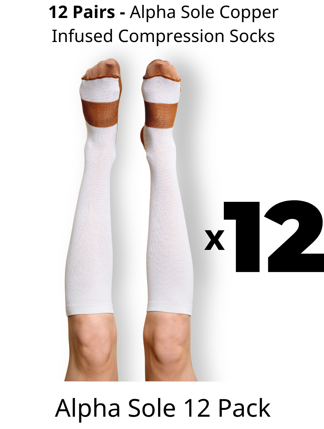 Alpha Copper Infused Compression Socks - 70% Off Sale - 12 Pack
