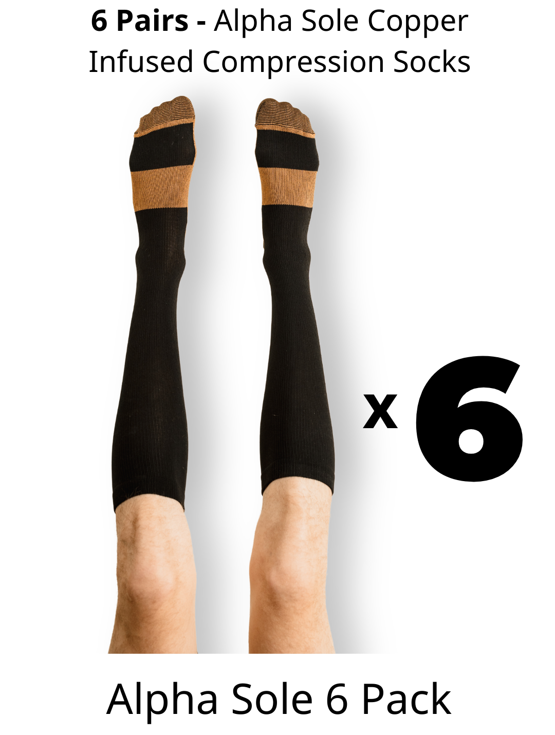 Alpha Copper Infused Compression Socks - 70% Off Sale - 6 Pack