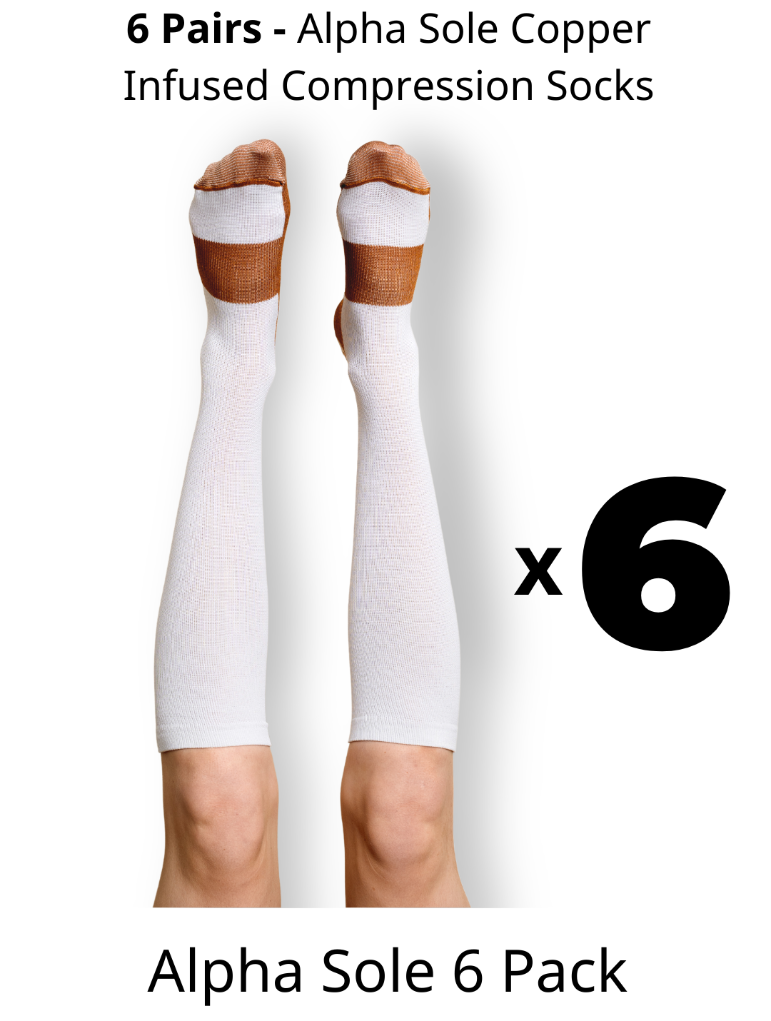 Alpha Copper Infused Compression Socks - 70% Off Sale - 6 Pack