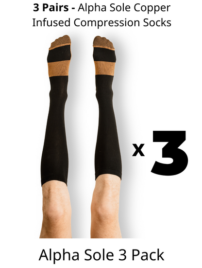 Alpha Copper Infused Compression Socks - 70% Off Sale - 3 Pack